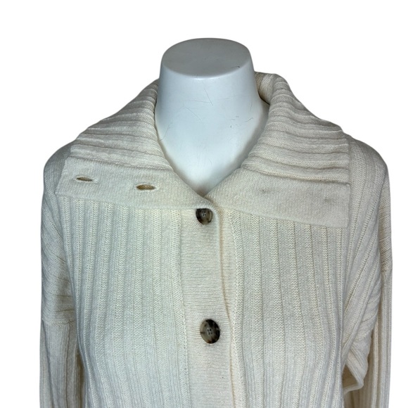 Maxwell Oversized Collar Cream Cardigan Wool Blend Cardigan- Sz M - Picture 5 of 16